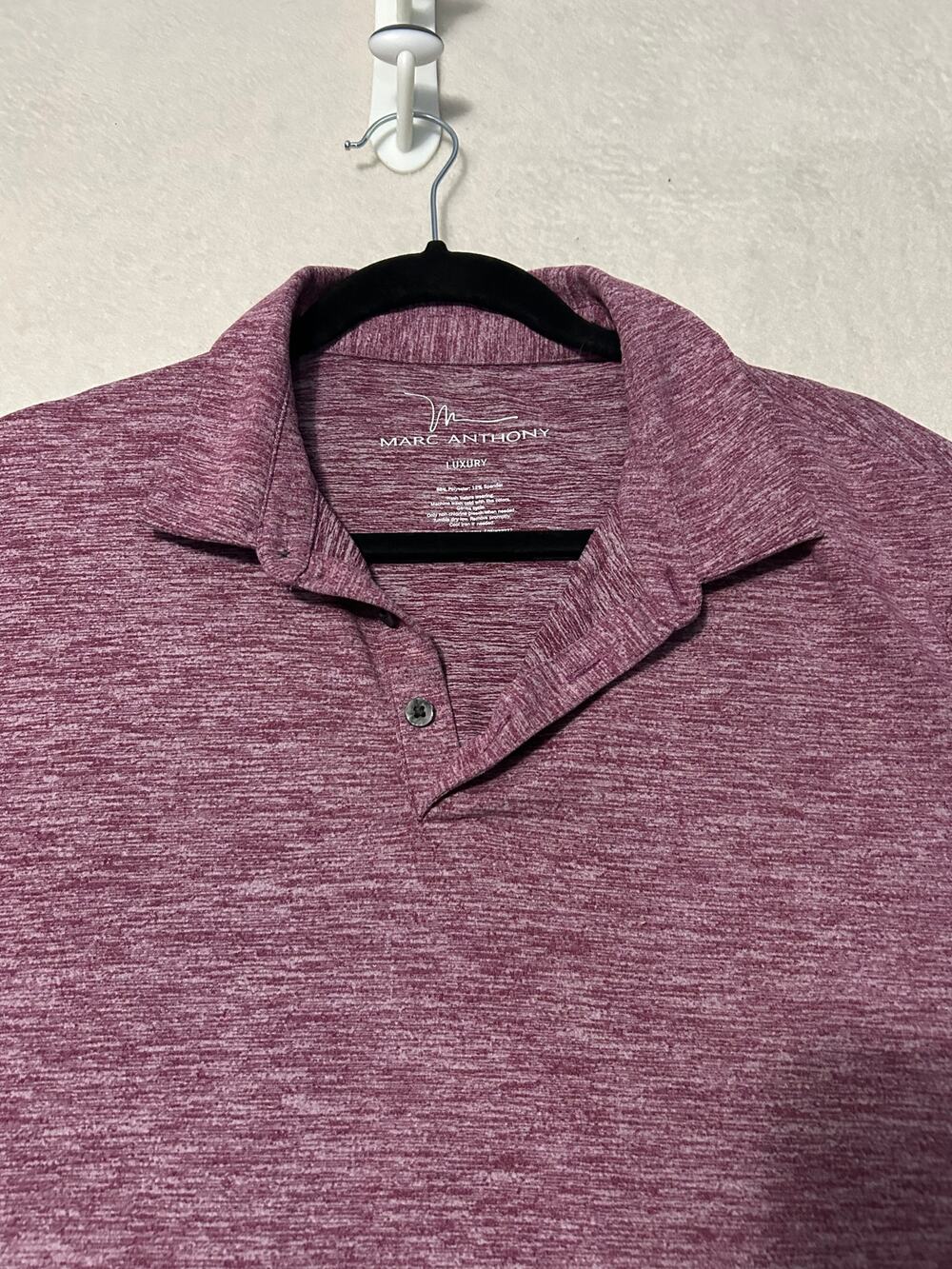 Marc Anthony Luxury Polo Shirt Large Plum Gray Heather Soft Stretch 1/4 Zip
